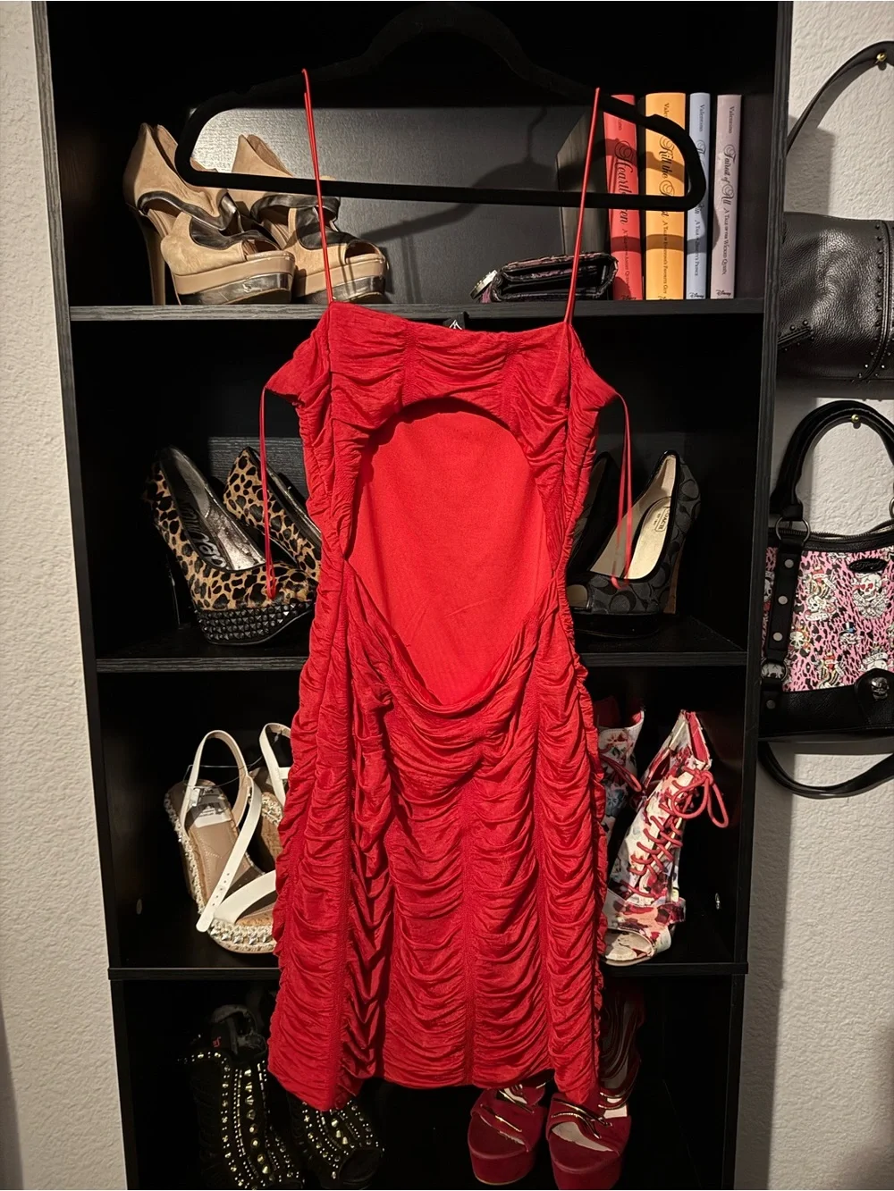 Windsor Red Ruched Spaghetti-Strap Mini Dress